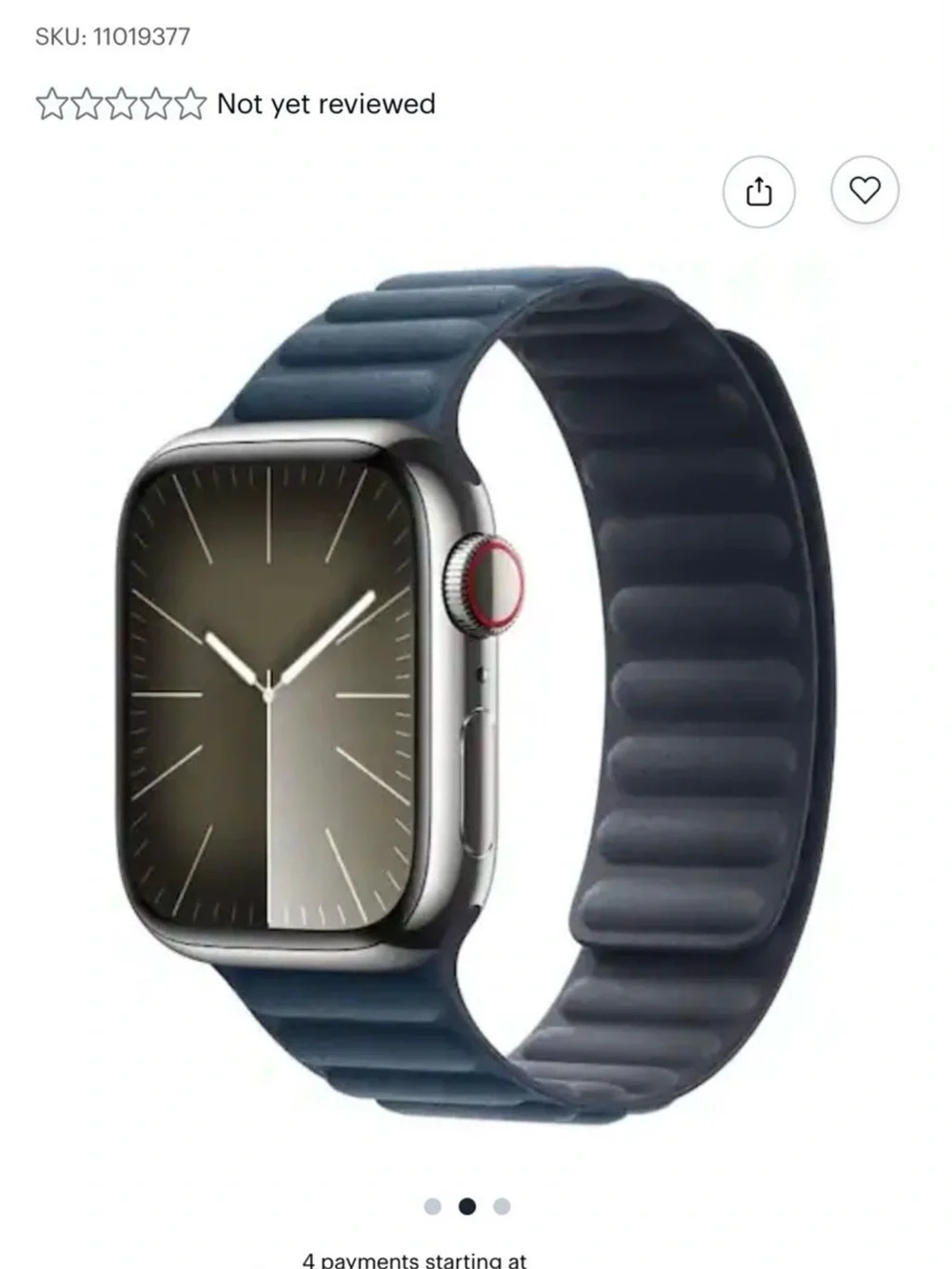 Apple Stainless Steel Smartwatch with Navy Magnetic Leather Loop